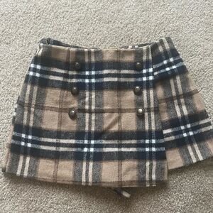 Plaid Button-Front Mini Skort